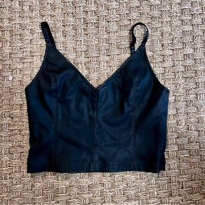 Black Faux Leather Spaghetti Strap Zara Top